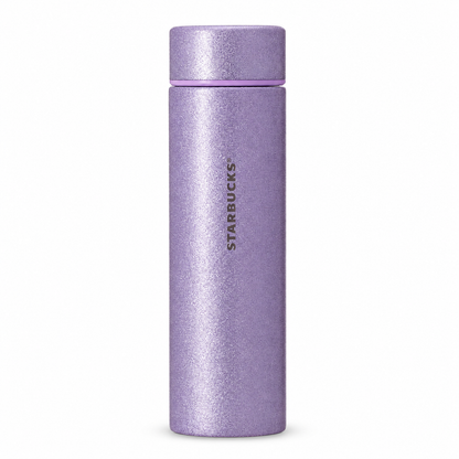 Starbucks light purple glitter bottle on a clean white background