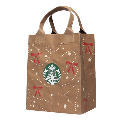 Holiday 2026 kraft paper shopper S side gusset view