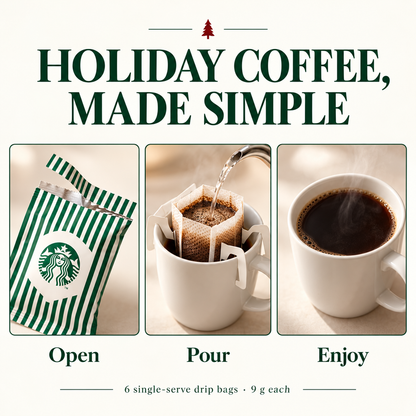 How to brew Starbucks Origami Christmas Blend drip coffee: open, pour and enjoy