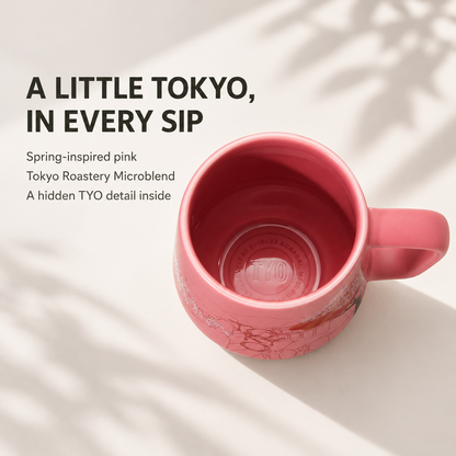 Spring pink design and TYO stamp inside the mug