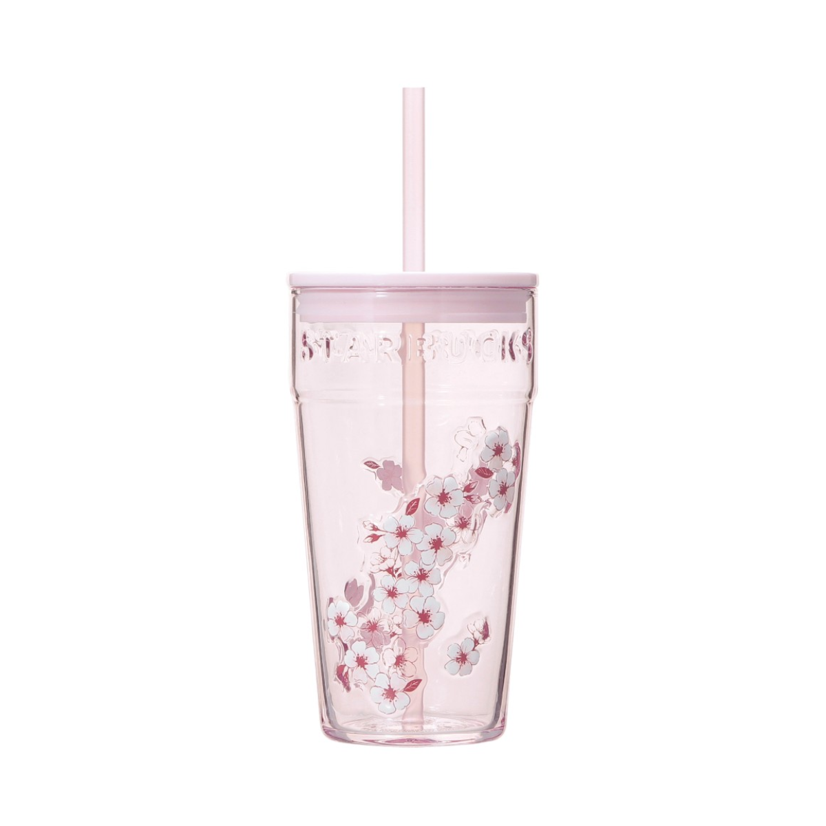 Starbucks SAKURA2026 Glass Tumbler Pink 473mL on white background