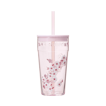 Starbucks SAKURA2026 Glass Tumbler Pink 473mL on white background