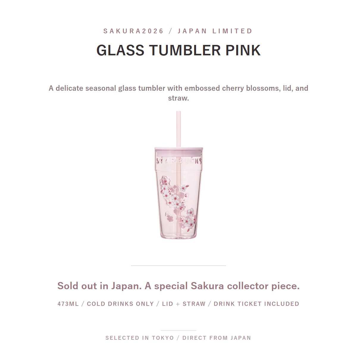 Starbucks SAKURA2026 Glass Tumbler Pink 473mL collector feature