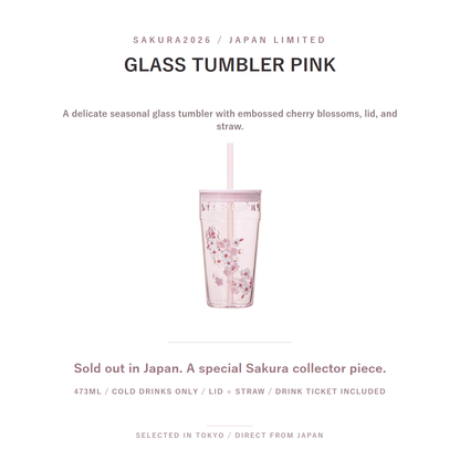 Starbucks SAKURA2026 Glass Tumbler Pink 473mL collector feature
