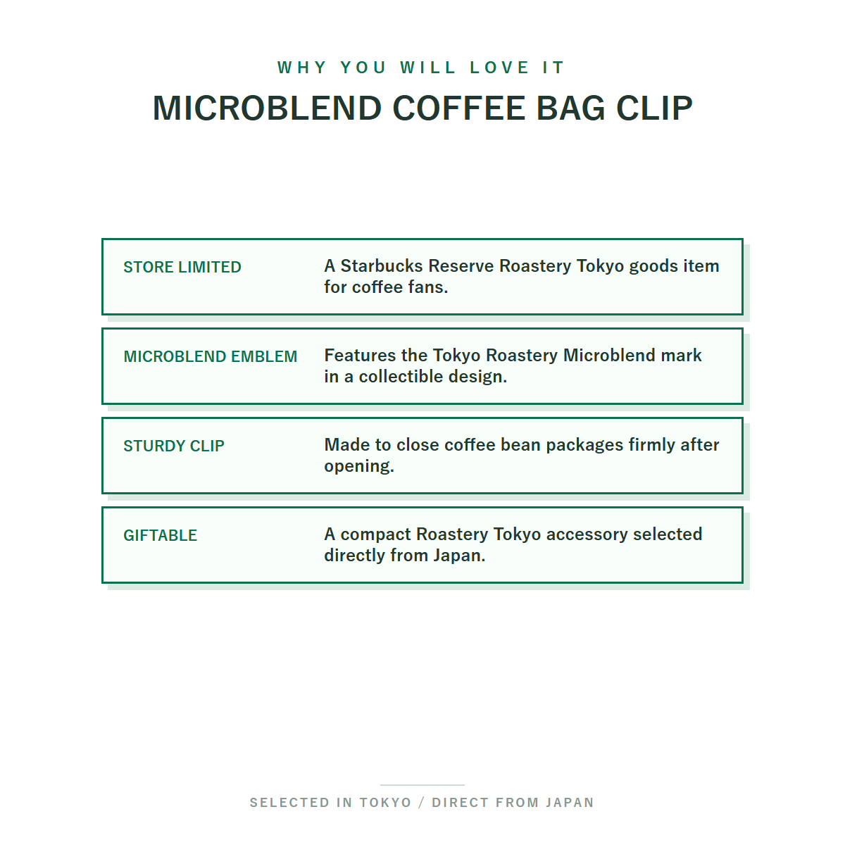 Starbucks Reserve Roastery Tokyo Microblend Coffee Bag Clip why you will love it