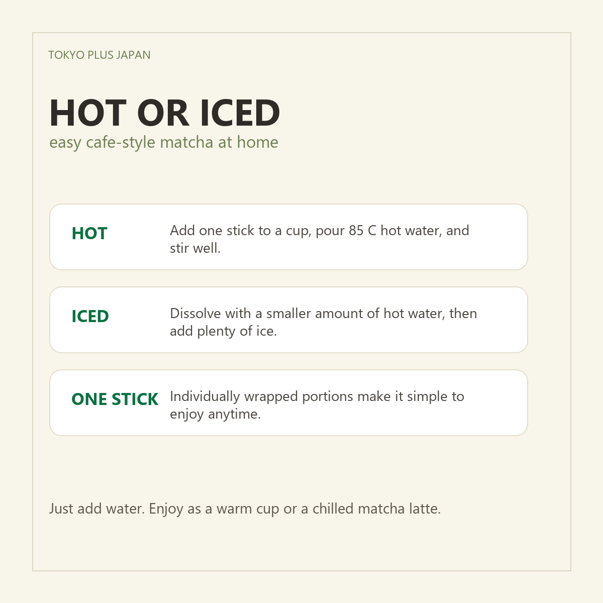 Starbucks Premium Mix Matcha Latte hot or iced preparation