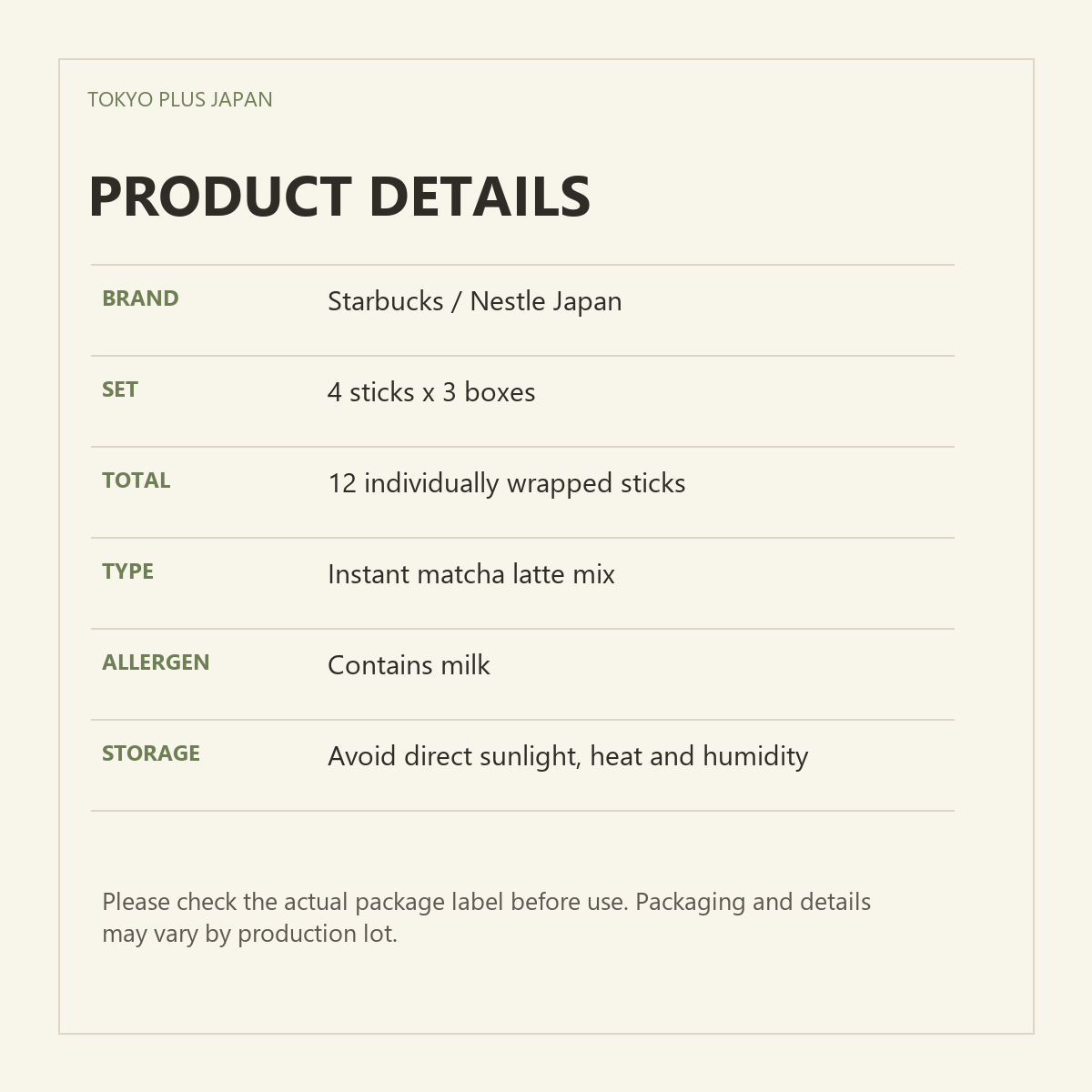 Starbucks Premium Mix Matcha Latte product details