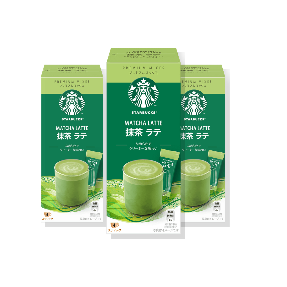 Starbucks Premium Mix Matcha Latte 4 sticks x 3 boxes on white background