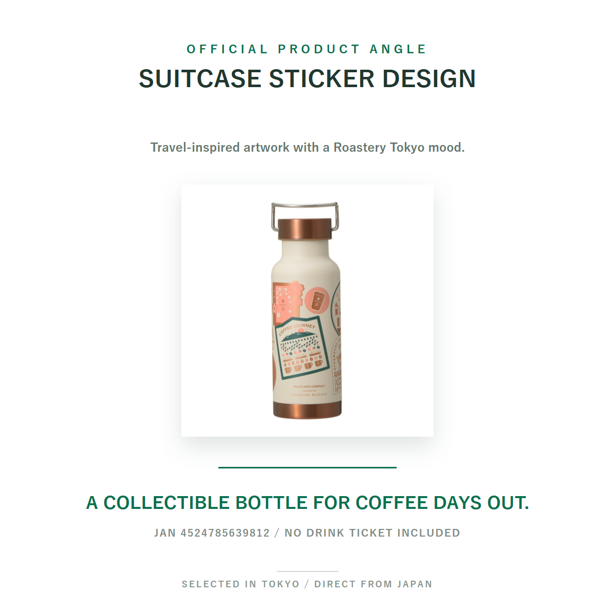 Starbucks Reserve Roastery Travelers Handle Lid Stainless Bottle 473ml product angle