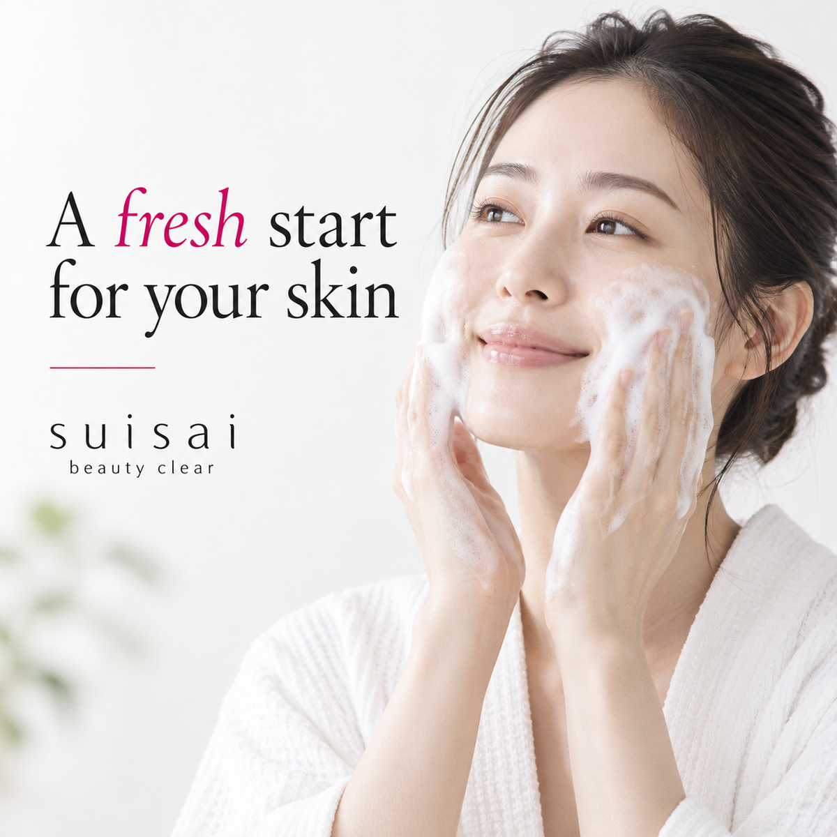 Japanese model using foaming face wash