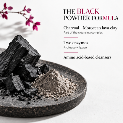Charcoal, Moroccan lava clay and two cleansing enzymes