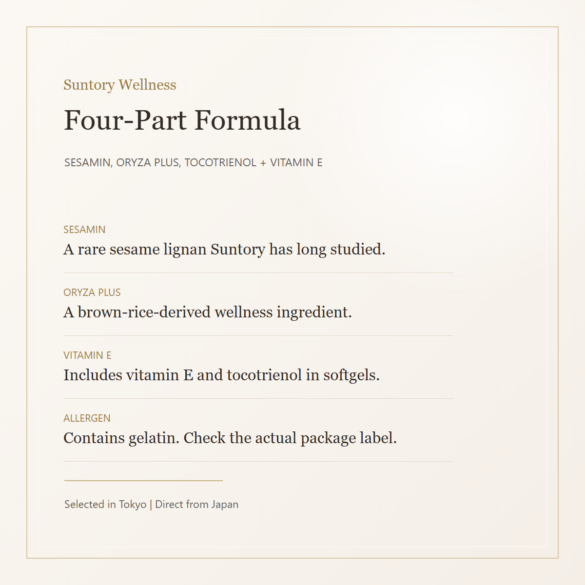 Suntory Sesamin EX formula details
