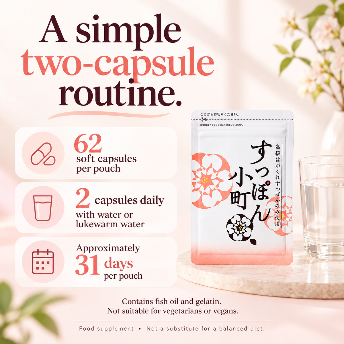 Suppon Komachi direções diárias e informações dietéticas