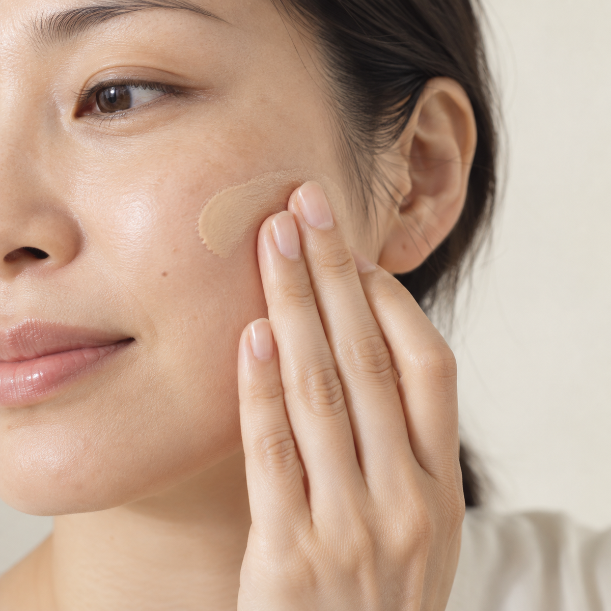 Illustrative fingertip application on Japanese model