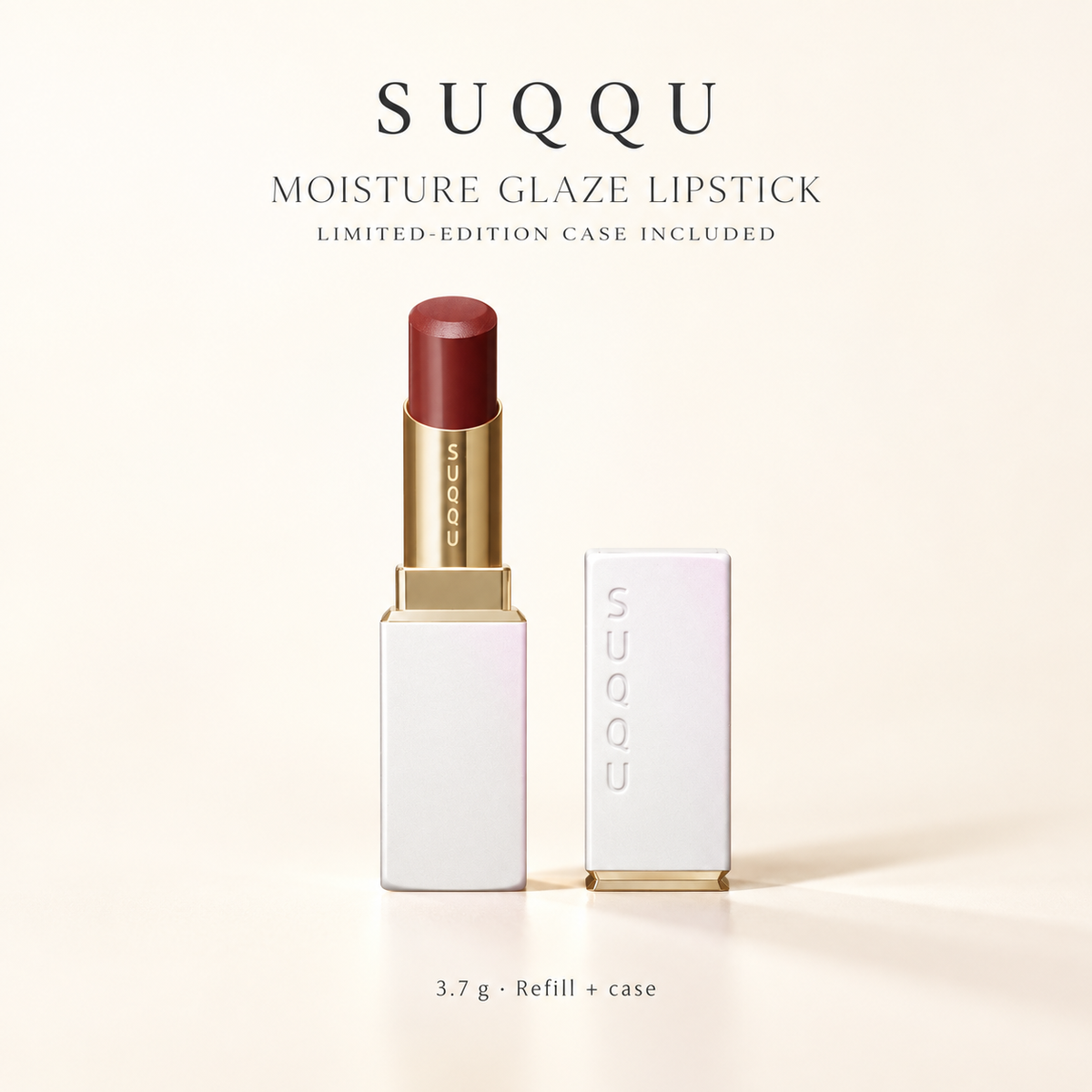 SUQQU Moisture Glaze Lipstick with limited-edition white pink-pearl case