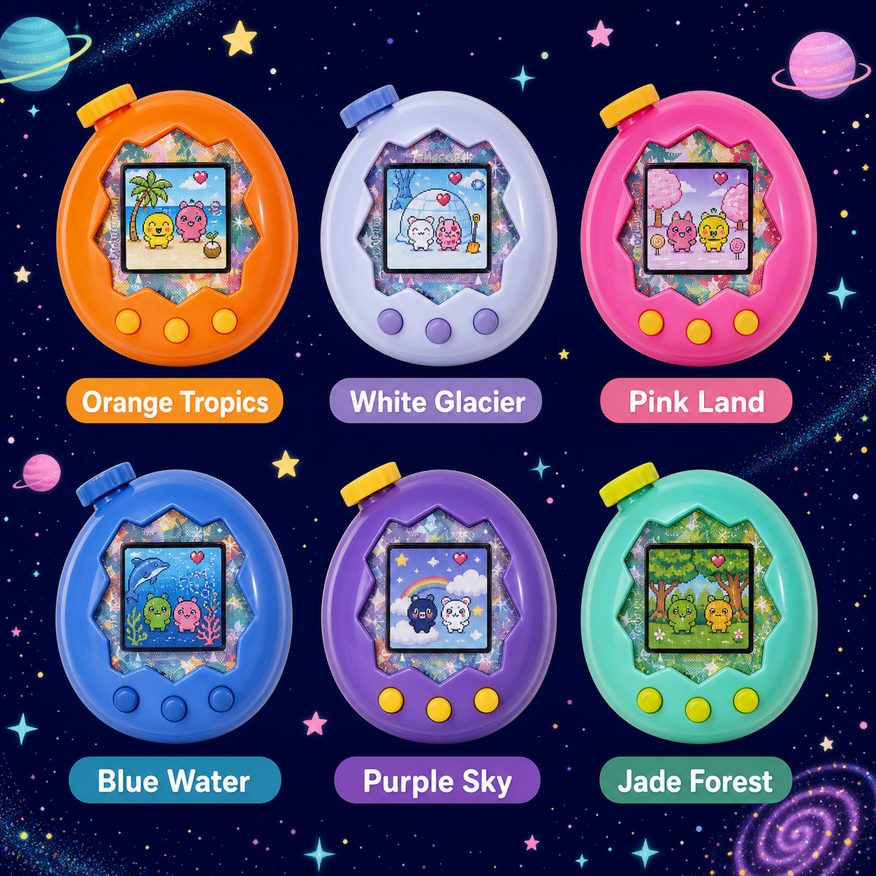 Tamagotchi Paradise six color variations