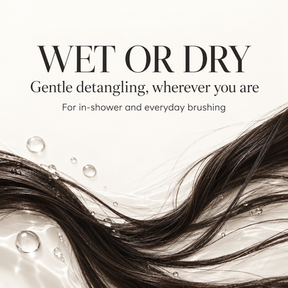 Wet or dry gentle detangling feature graphic