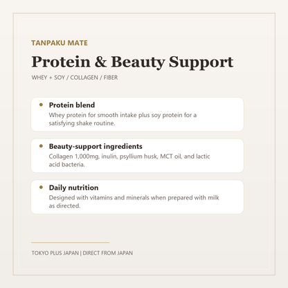 TANPAKU MATE Protein nutrition and beauty-support features
