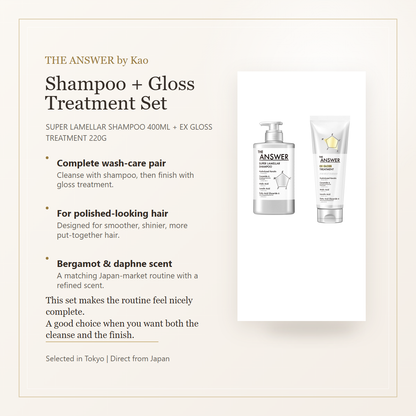 THE ANSWER by Kao shampoo and gloss treatment set overview