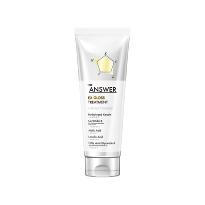 THE ANSWER by Kao EX Gloss Treatment for Heat Damage 220g tube on white background