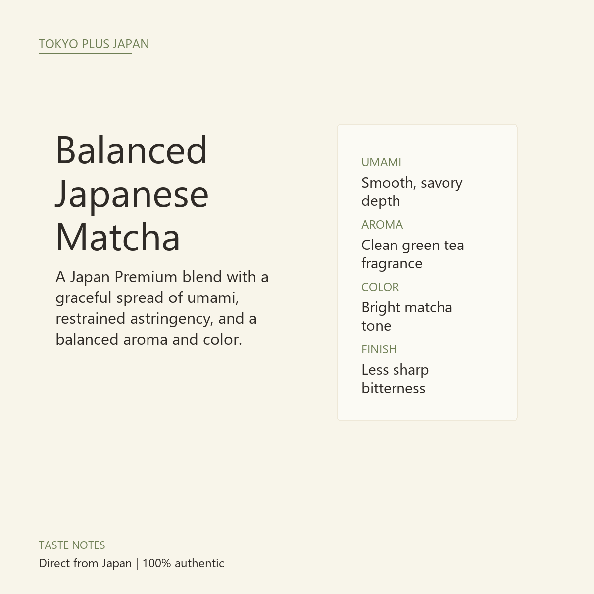 THE MATCHA TOKYO Japan Premium Organic Matcha taste notes