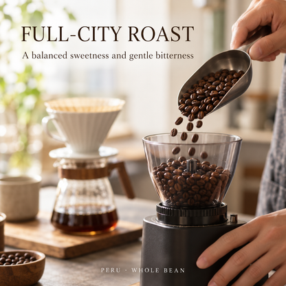 Full-City roasted whole coffee beans