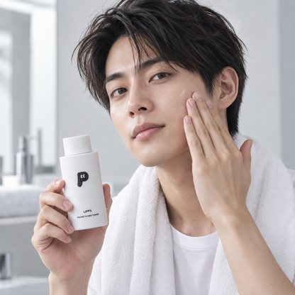 Man applying LIPPS Face Styling Toner