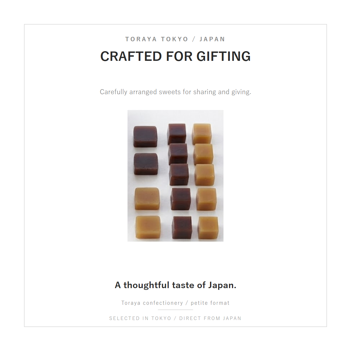 Toraya petite yokan pieces carefully cropped from supplied material