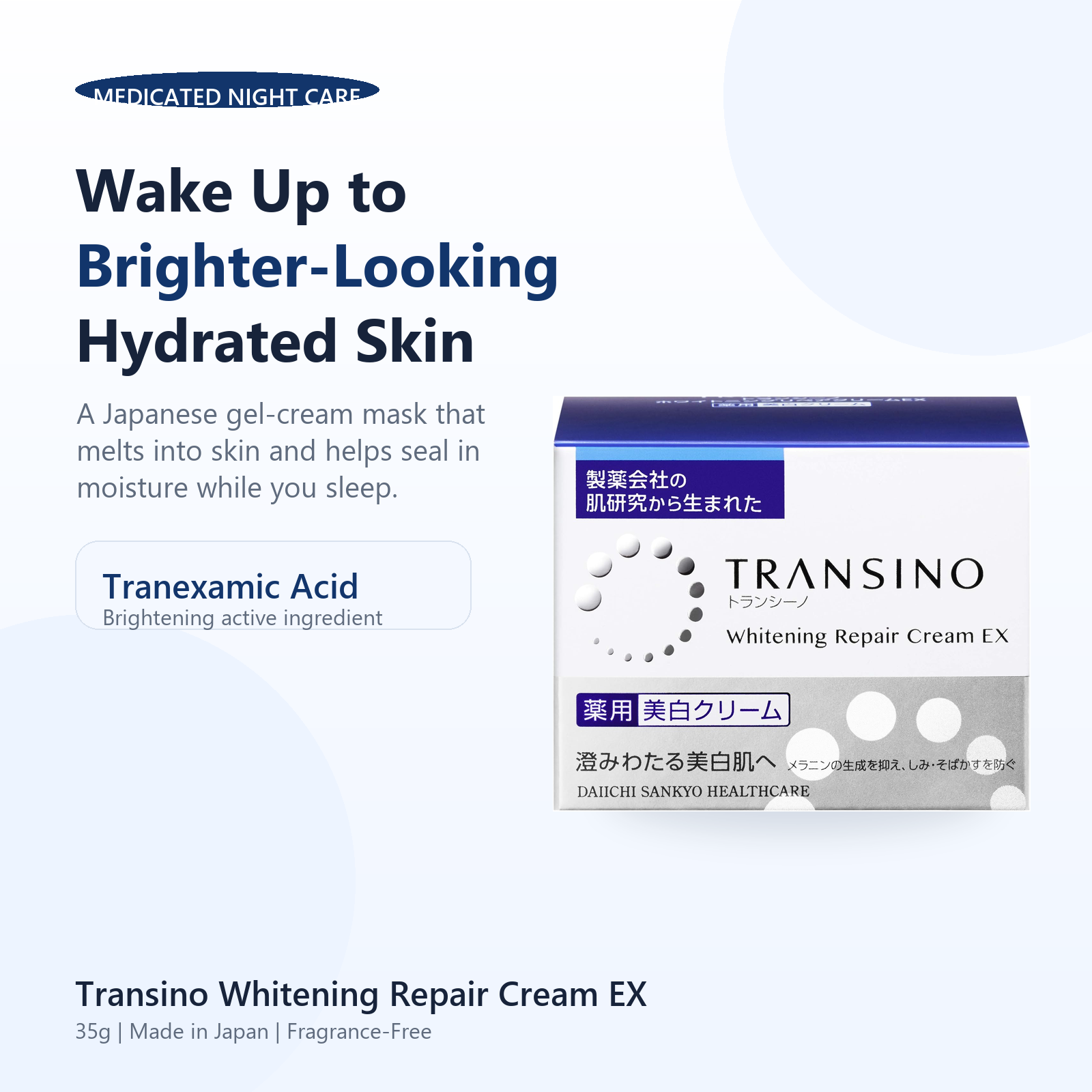 Transino Medicated Whitening Repair Cream EX catch copy image