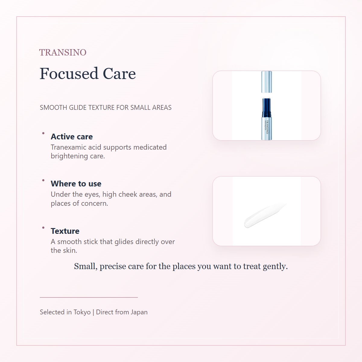 TRANSINO Medicated Whitening Stick targeted care and texture