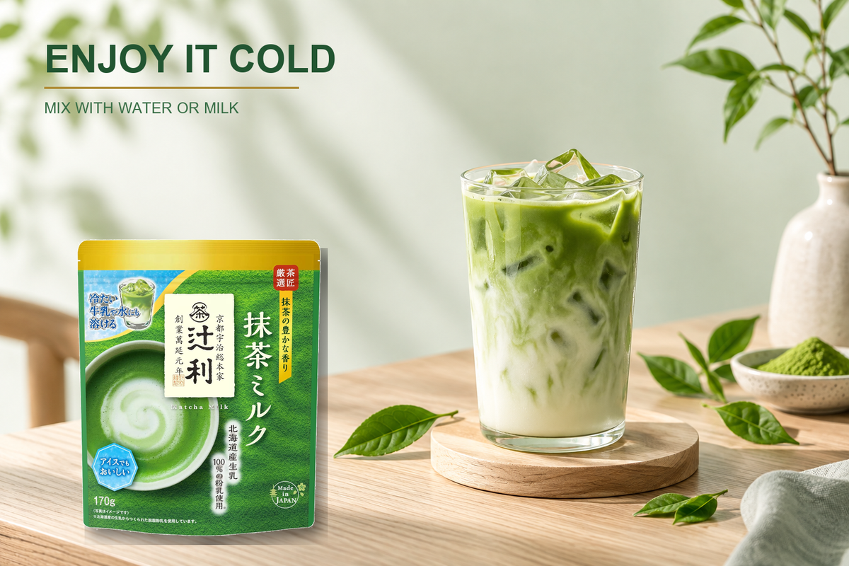 Tsujirihei Honten Matcha Milk served cold with water or milk