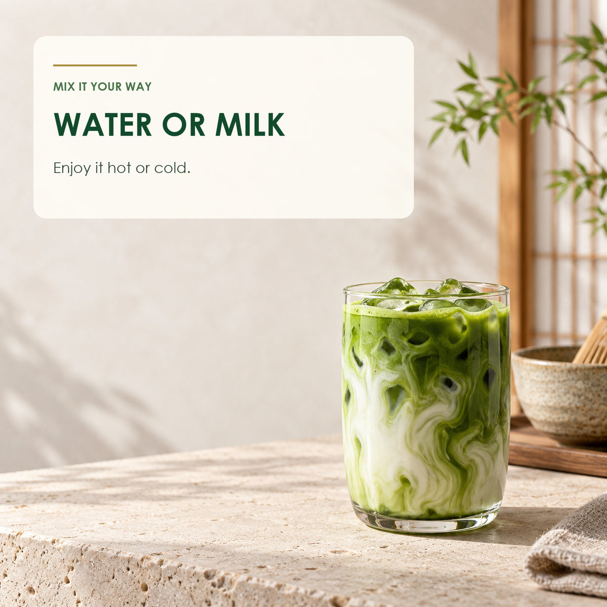 Tsujirihei Honten matcha mixed with water or milk