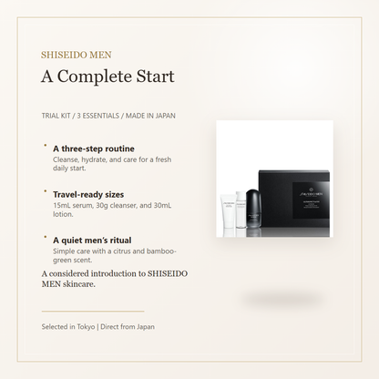 SHISEIDO MEN Ultimune Trial Kit S three-step overview