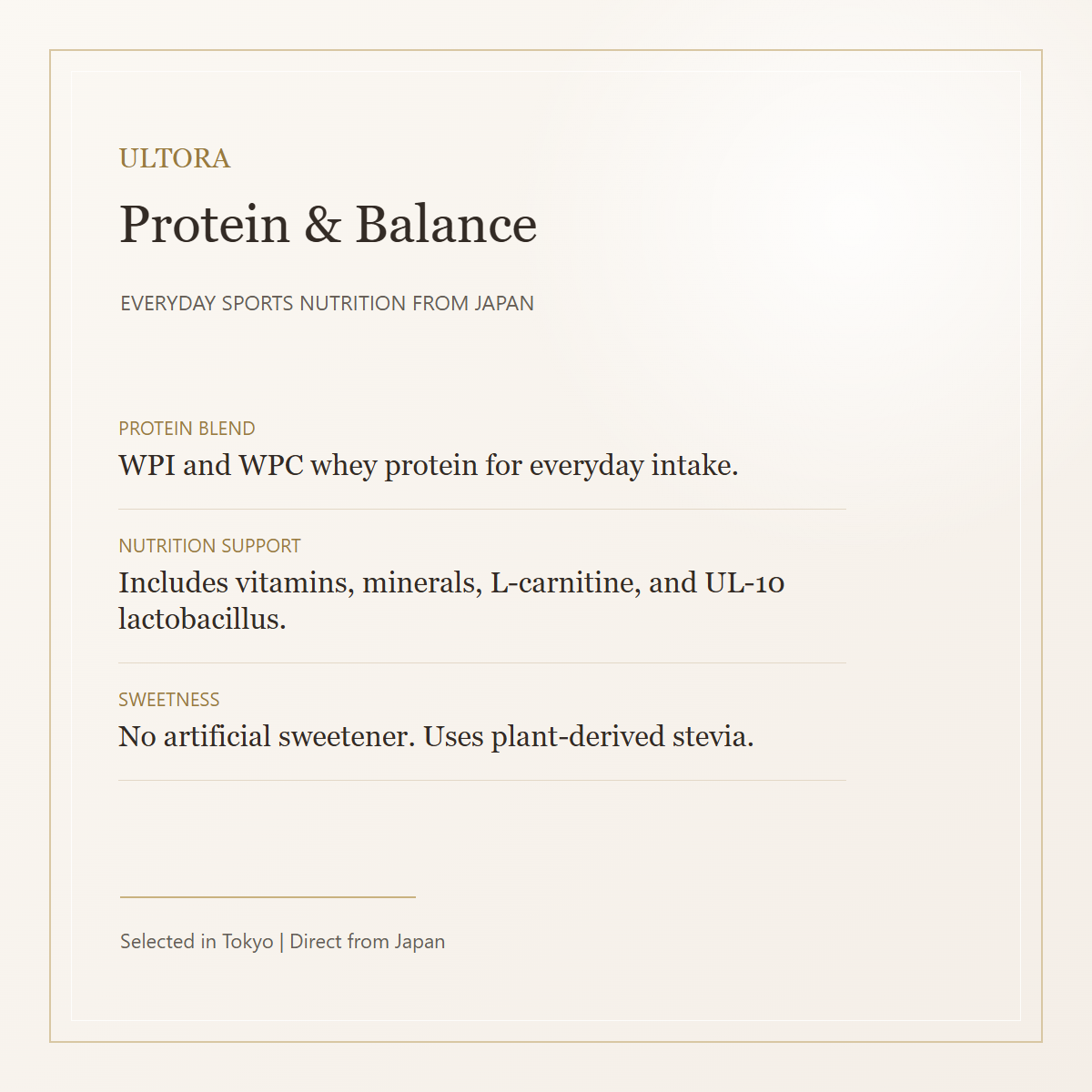 ULTORA Whey Protein 810g protein and nutrition features