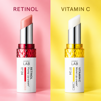 Unlabel LAB Retinol and Vitamin C lip cream formula comparison