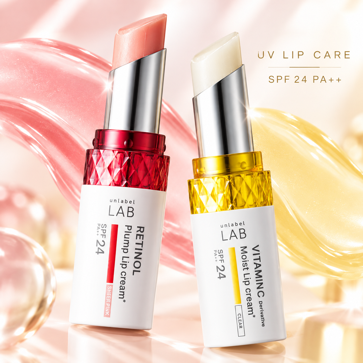 Unlabel LAB UV lip care Retinol and Vitamin C products