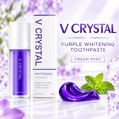 V CRYSTAL purple whitening toothpaste, Fresh Mint