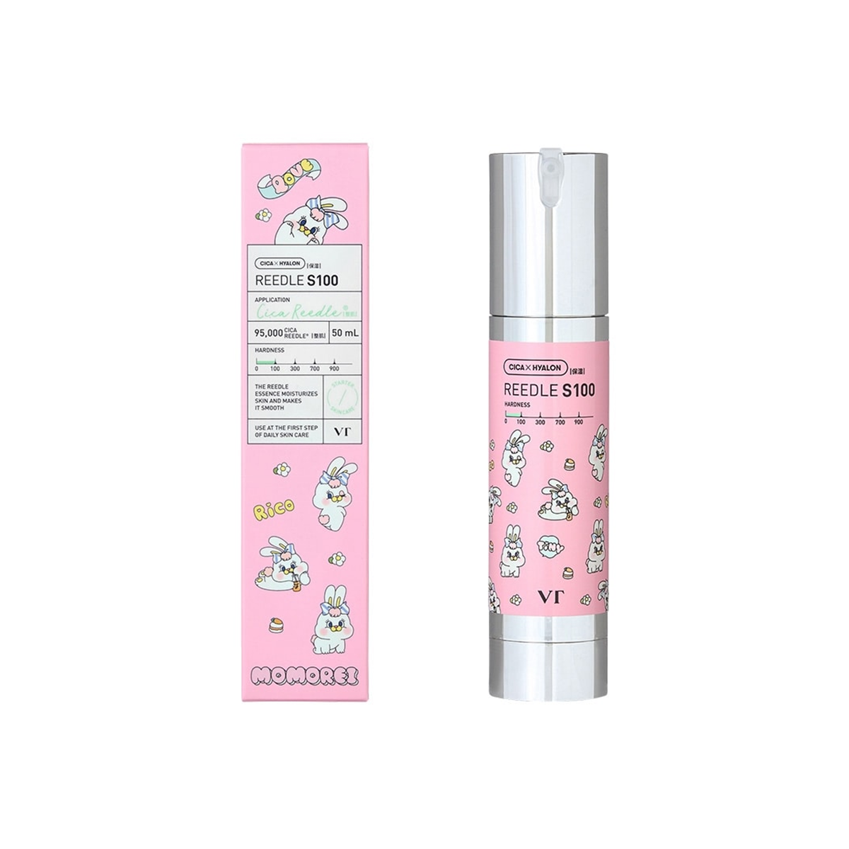 VT Reedle Shot 100 MOMOREI skincare serum 50 mL with box and bottle, centered on white background