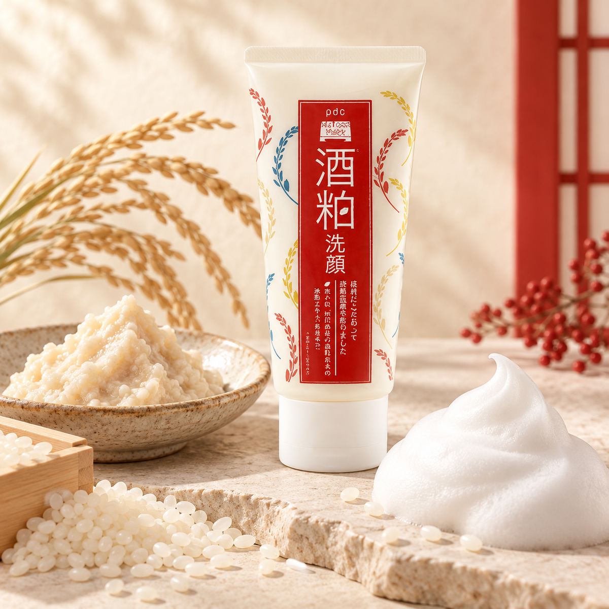 pdc Wafood Made Sake Lees Face Wash with rice, sake lees and dense foam