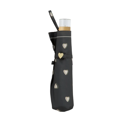 Wpc Charmy Heart Mini Umbrella Charcoal folded case