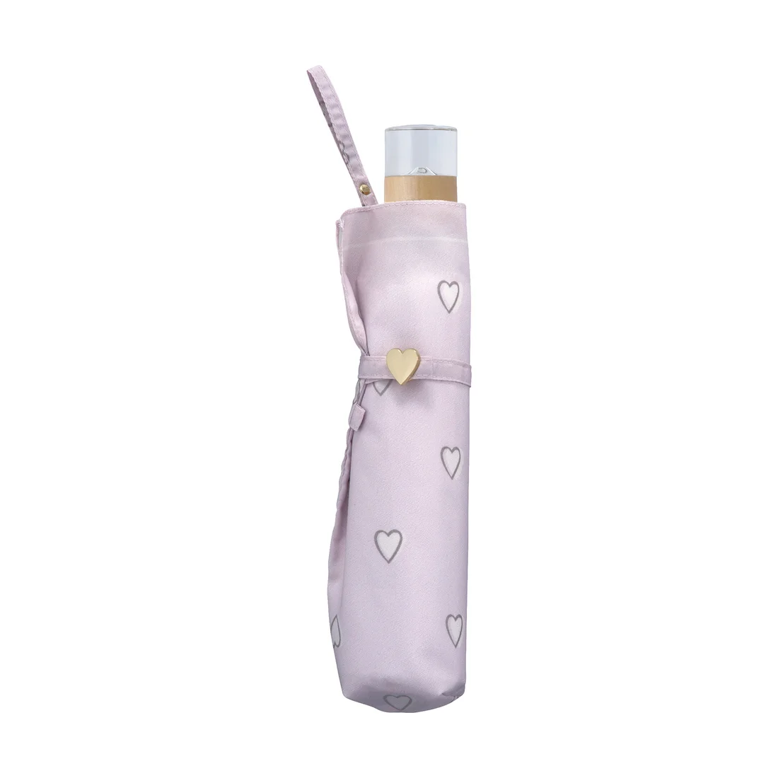 Wpc Charmy Heart Mini Umbrella Pink folded case