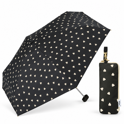 Wpc. Jaggy Heart Mini Black umbrella with matching zip case