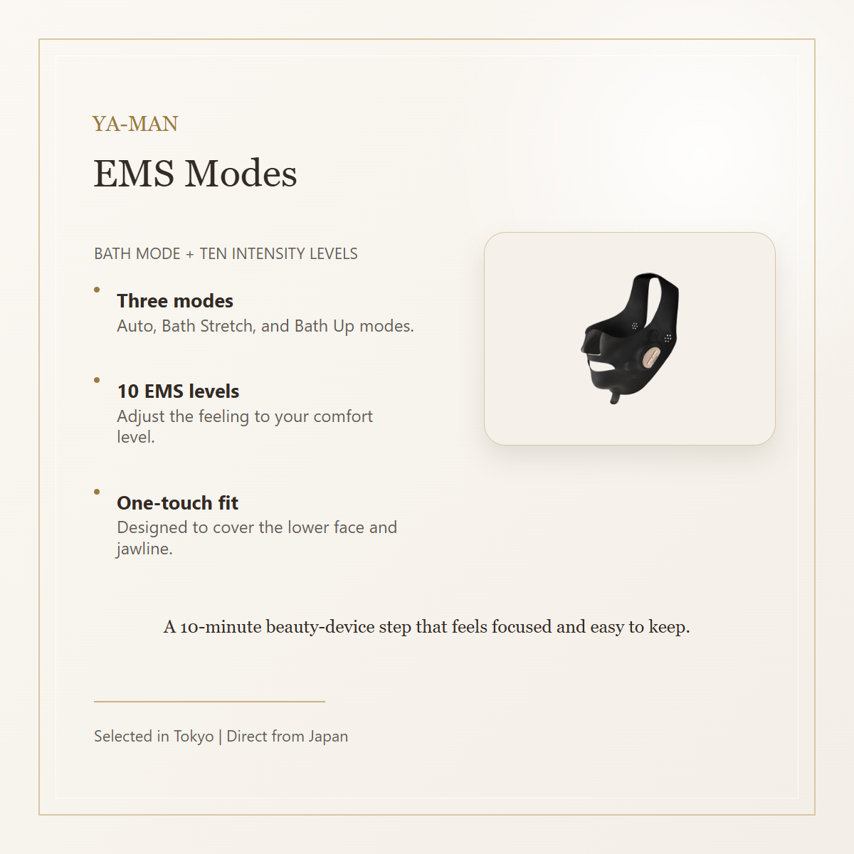 YA-MAN Medi Lift Aqua EX EMS modes and 10 intensity levels