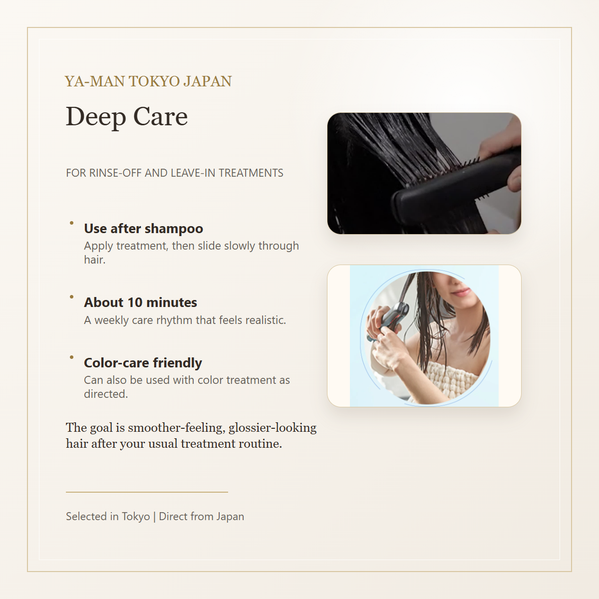 YA-MAN Shine Pro treatment routine for rinse-off and leave-in hair treatment