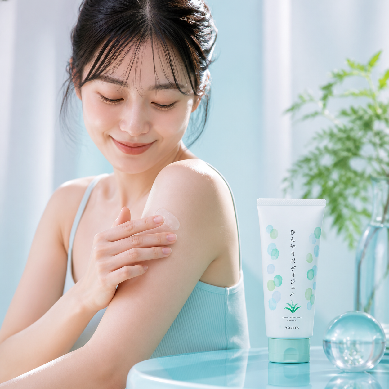 Model using YOJIYA Hinyari Body Gel R